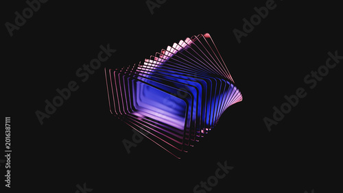 Iridescent glossy glass plates with chromatic dispersion on a black background