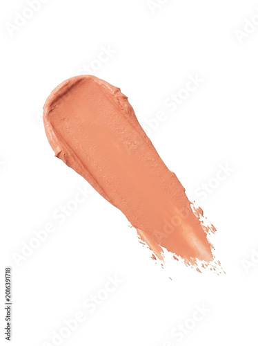 Peach nude lipstick smear on transparent background