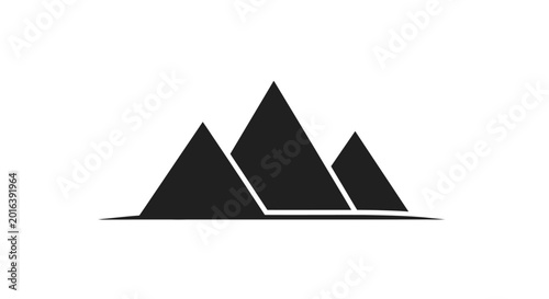 Minimalist mountain range icon, abstract geometric peaks silhouette, simple design, vector art