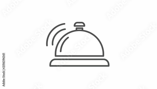 Minimalist hotel bell icon vector, ringing reception desk service bell, thin line concierge call button for hospitality and customer support
