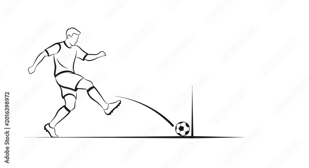Fototapeta premium Man Kicking Soccer Ball in Motion.