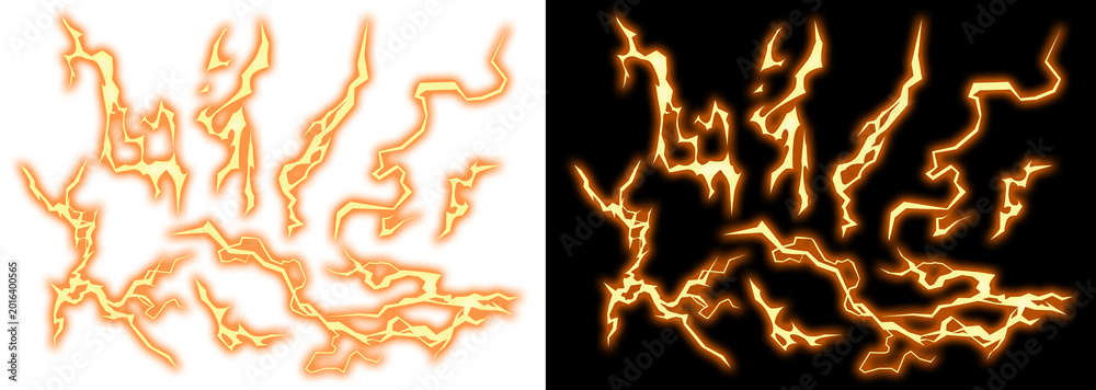 Obraz premium Japanese Anime Lightning Effect Vector Game VFX 01 god