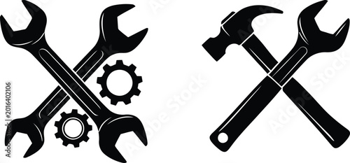 Set of construction and repair tools icons isolated on white background