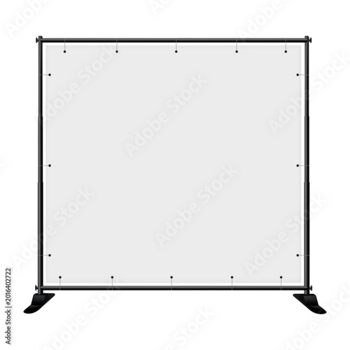 Blank backdrop banner stand mockup for exhibition, photo zone, event, advertising, branding and trade show presentation isolated on white background