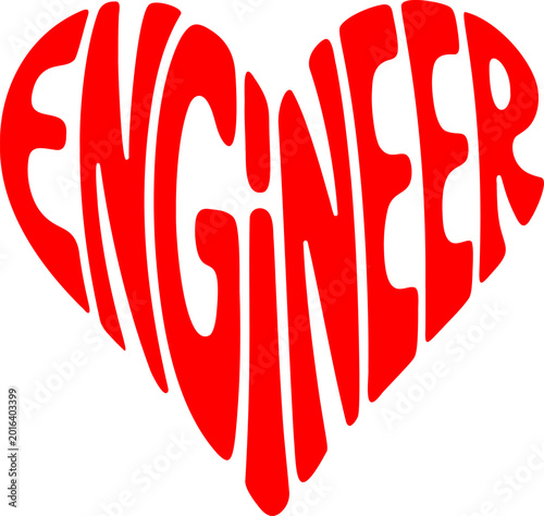  illustration of the word “Engineer” arranged in a heart shape.