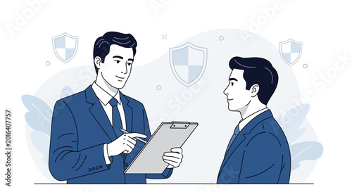 Business Meeting: Advisor Explaining Security to Client