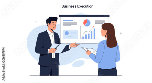Business Meeting: Presentation with Charts and Data Analysis