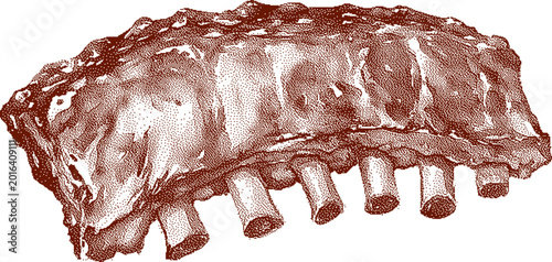 Bild auf Leinwand Pork ribs isolated on white background with clear copy space for culinary concep