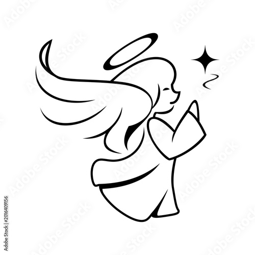 Angel icon. vector. On white background.