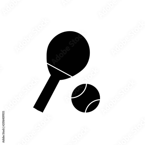 Ping pong racket and ball black icon table tennis sports vector