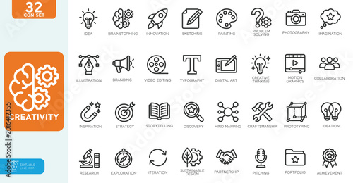 Foto Creativity Vector illustration Line Editable Icons set