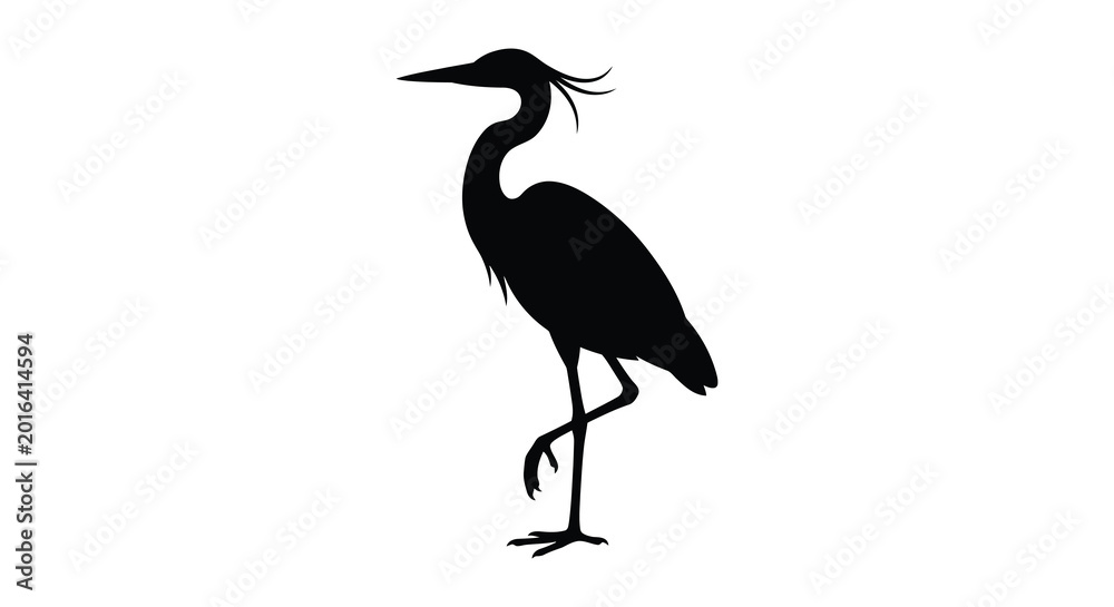 Obraz premium Heron silhouette against a white background high quality