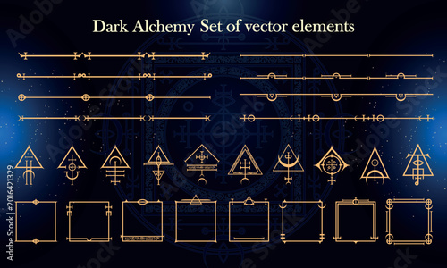 Fotografie Set of Dark Fantasy Elements for user interface, poster, video