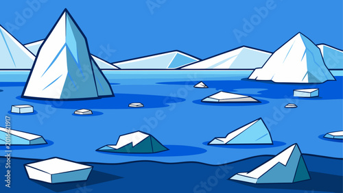 Foto Icebergs floating in the arctic ocean view