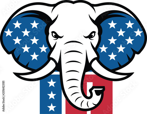 Republican Elephant Patriotic Design – USA Political Symbol Red White Blue Graphic