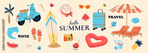 Fotografía A cute set of summer beach stickers