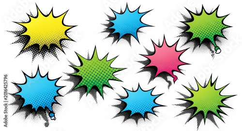 Photos Collection of Colorful Comic Book Speech Bubbles.