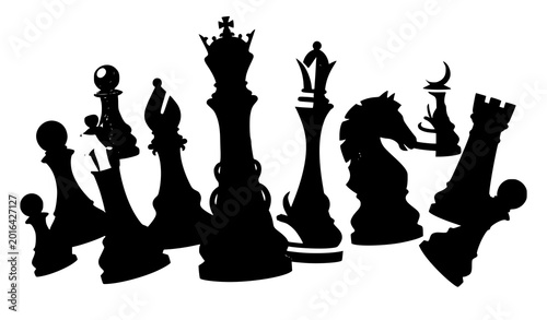 Bild auf Leinwand Decorative chess pieces vector illustration elegant strategy game collection iso
