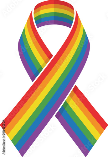 Rainbow Awareness Ribbon Vector Illustration for LGBTQ Pride and Diversity