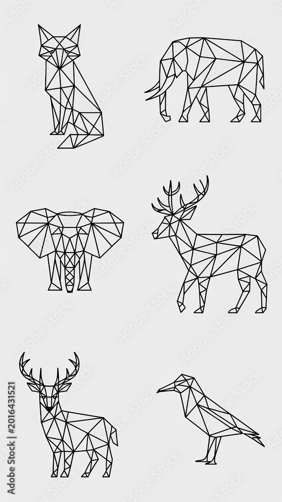 Fototapeta premium Geometric Animal Line Art Collection
