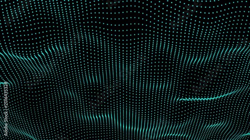 4K motion graphic of digital particles wave flow, Digital abstract background video.