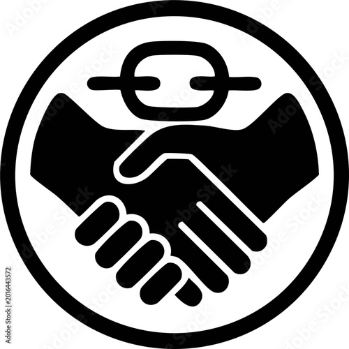 Handshake vector illustration business partnership agreement symbol black silhouette teamwork icon