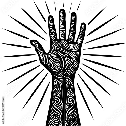 Silhouette hands of a man and a child forming a symbolic world gesture vector illustration
