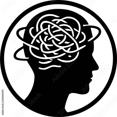 Man head silhouette with brain symbolizing mind intelligence and psychology