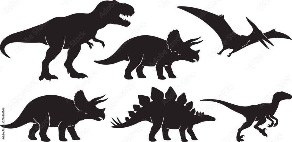 Obraz premium Prehistoric Creature Side Profile Silhouette Collection