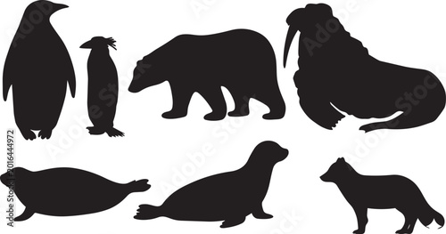 Fotografie Arctic and Antarctic Fauna Silhouette Collection