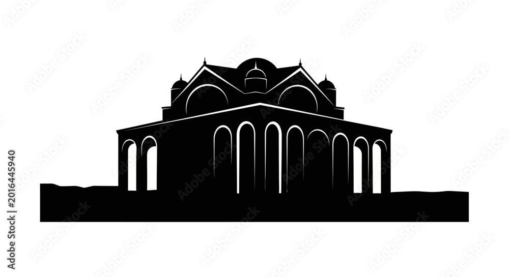Obraz premium Building silhouette against white background architectural landmark