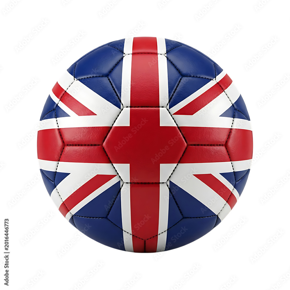 Obraz premium Soccer ball designed with Union Jack pattern on transparent background transparent background