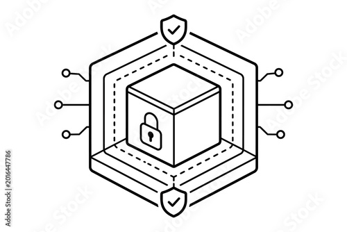 Obraz na plátne Secure encrypted data storage network protection icon