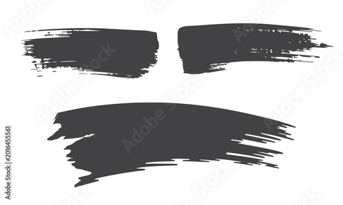 Black brush strokes isolated on white background for design