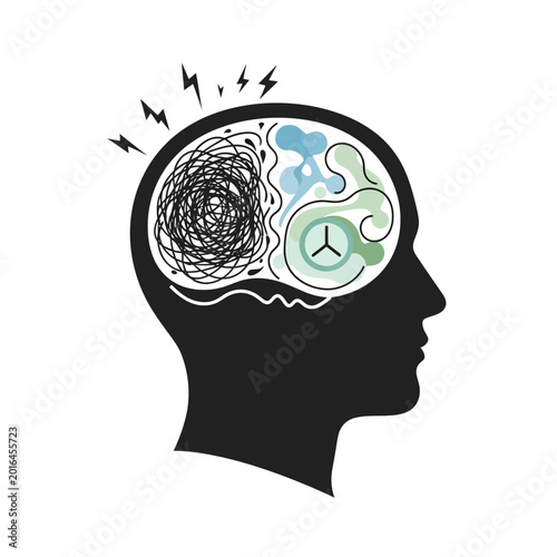 Brain and Mind Illustration: Mental Health, Thinking Process