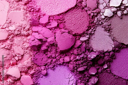 Crushed pink and purple eyeshadows in various shades and textures