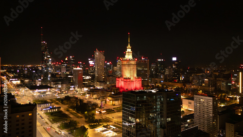 Palace of Culture and Science Aerial View, Warsaw Cityscape, Poland