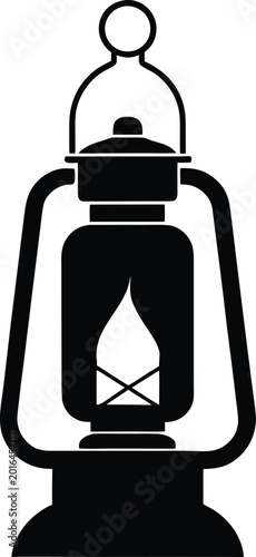 Lantern portable glass and metal light source silhouette.
