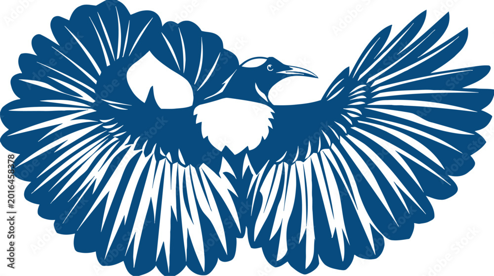 Fototapeta premium Stylized Bird in Flight with Open Wings