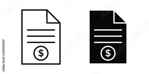 Bank statement icon editable vector. Solid and line icons.