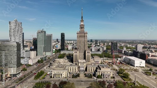 Palace of Culture and Science Aerial View, Warsaw Cityscape, Poland