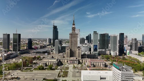 Palace of Culture and Science Aerial View, Warsaw Cityscape, Poland