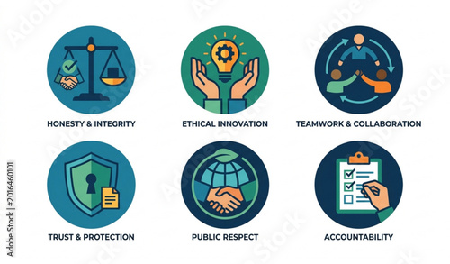 Cuadro en lienzo Abstract ethics and values vector illustration collection business honesty respe