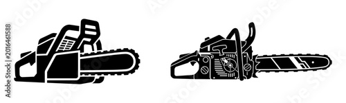 Chainsaw Silhouette Vector Set – Modern and Detailed Gasoline Saw Icons for Logging and Carpentry