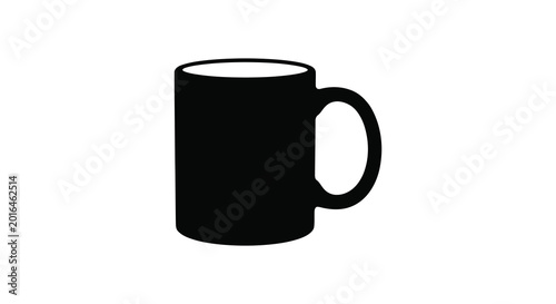 Black coffee mug silhouette on a white background