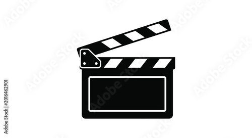 Valokuva Black clapperboard silhouette on a white background