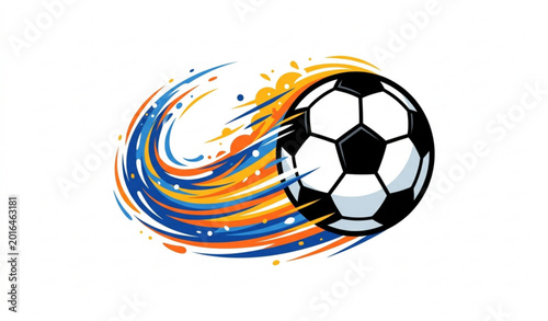 Fotografi Soccer ball with motion trails vector fast football action illustration