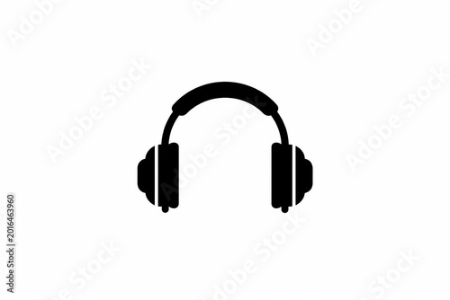 Modern black over-ear headphones icon silhouette style