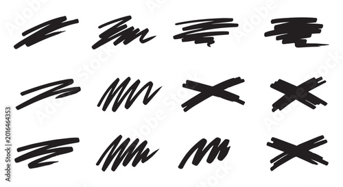 Foto Black grunge brush stroke set