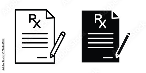 Prescription icon editable vector. Solid and line icons.